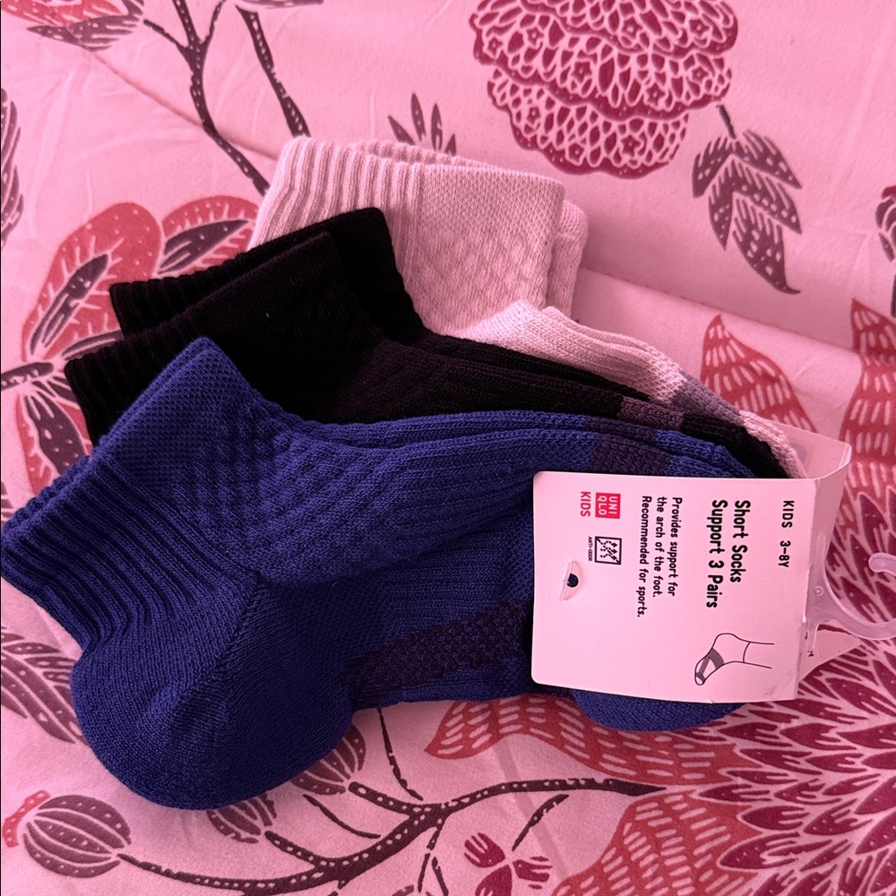 Uniqlo Men's Athletic Socks 3-Pack - Blue, Black, White